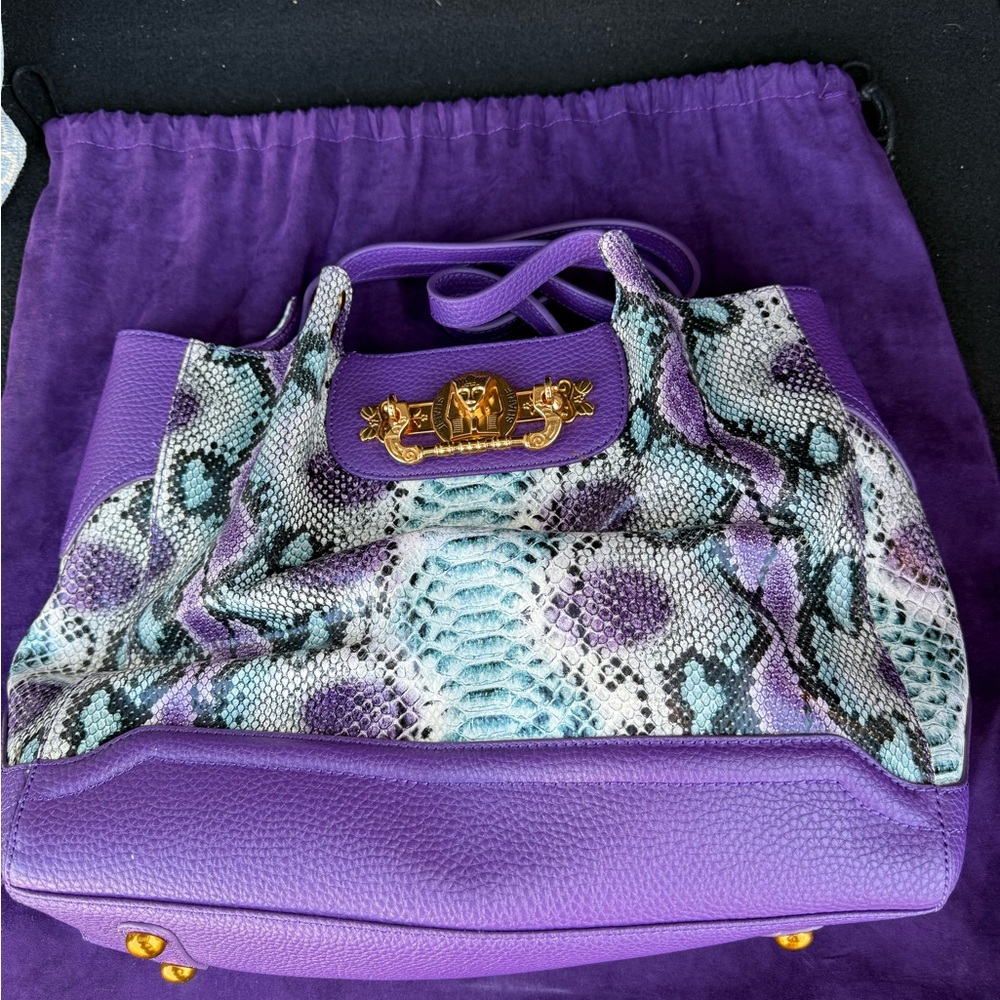 Sharif Purple and Blue Snakeskin Tote